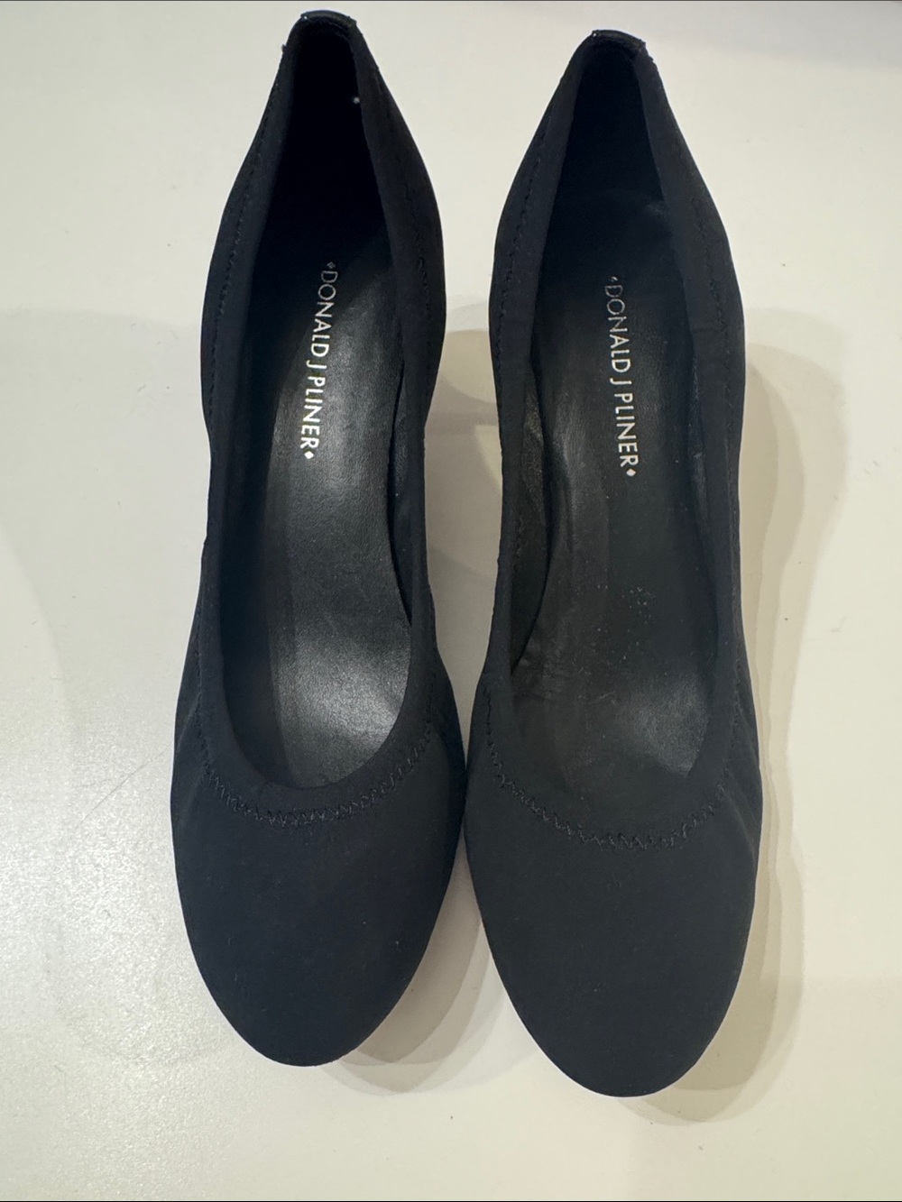 Donald J. Pliner Two Tone Black Nylon Patent Leather Ballet Kitten Heels Sz 8